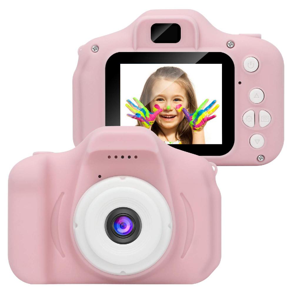 Kids Digital Video Camera Mini Rechargeable Children Camera Shockproof 8MP HD Toddler Cameras Child Camcorder: Pink