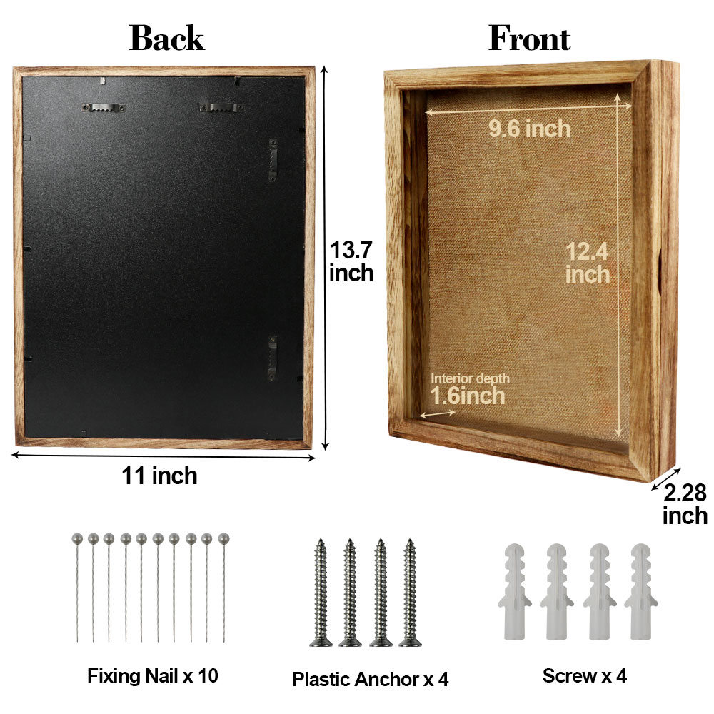 OurWarm Shadow Box Display Case Large Picture Frame with Linen Pin Board Memory Boxes Wedding Bouquet Wall Rustic Shadow