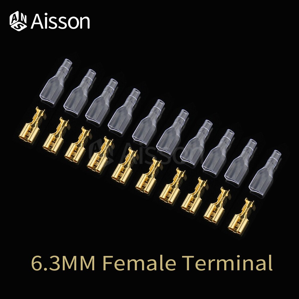 10 Stks/partij 2.8Mm 4.8Mm 6.3Mm De Isolerende Insert Voorjaar Man Vrouw Terminal Van De Plug Met Transparante cover: 6.3mm Female