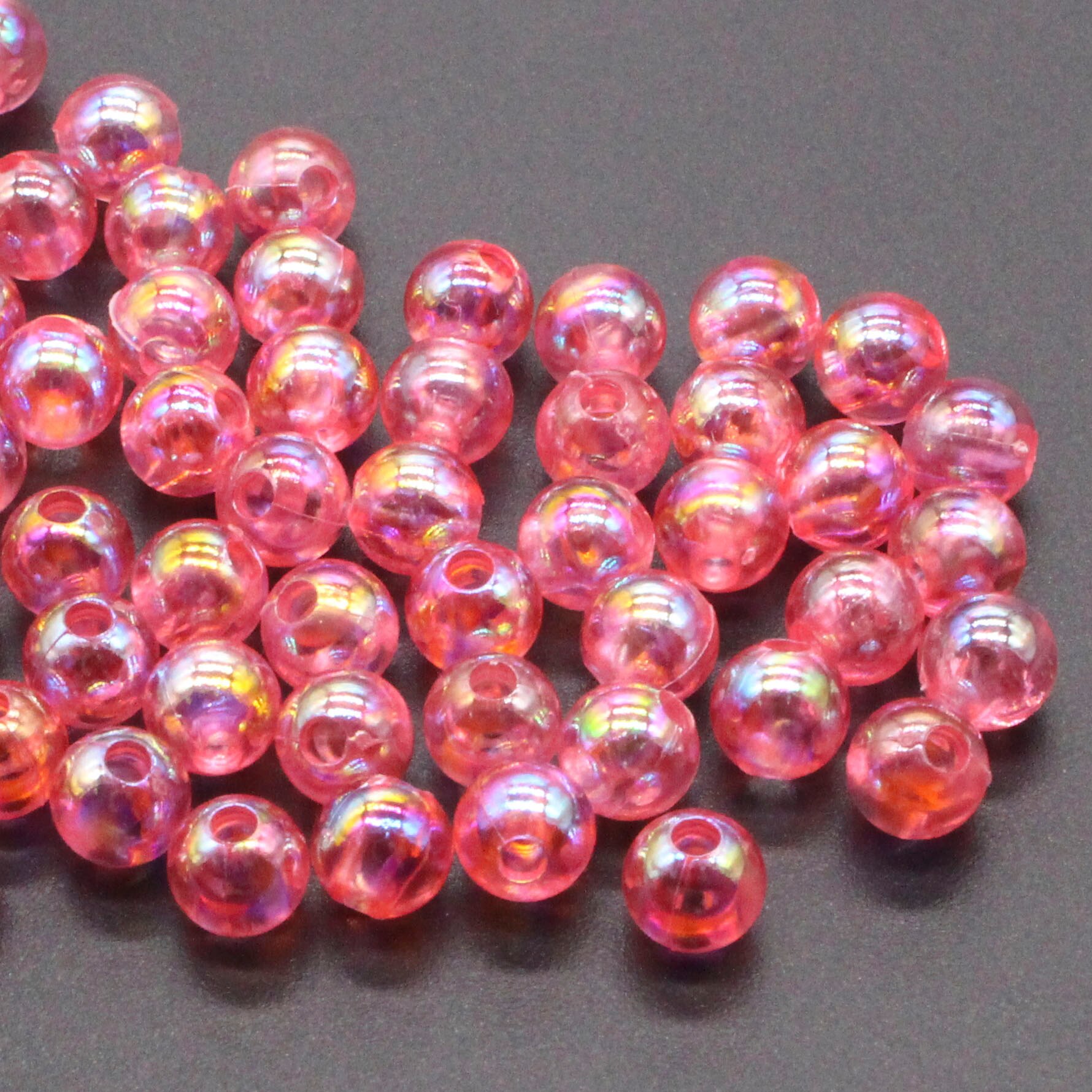 200Pcs 6Mm Licht Roze Transparant Ab Ronde Ball Spacer Kralen Voor Sieraden Maken Diy Sieraden Accessoires: Hot Pink