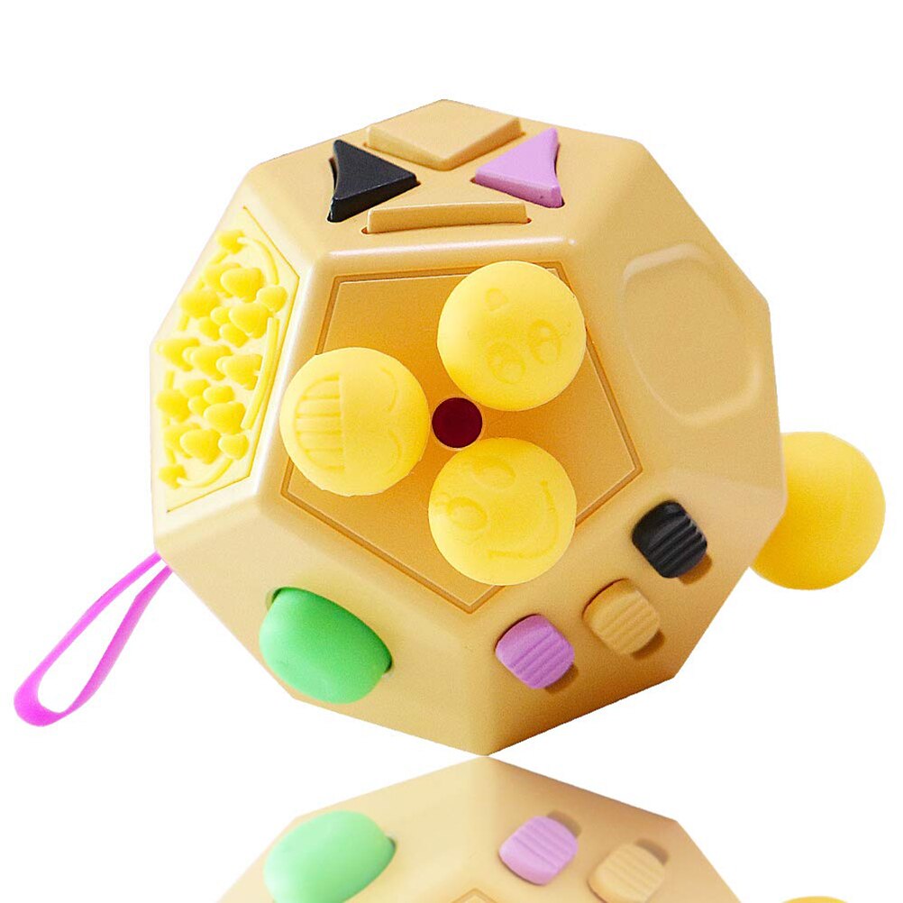 12-Sided Decompression Toy Children And Adult Cube Toys Relieve Stress And Anxiety Toys Fun Educational Toys: yellow