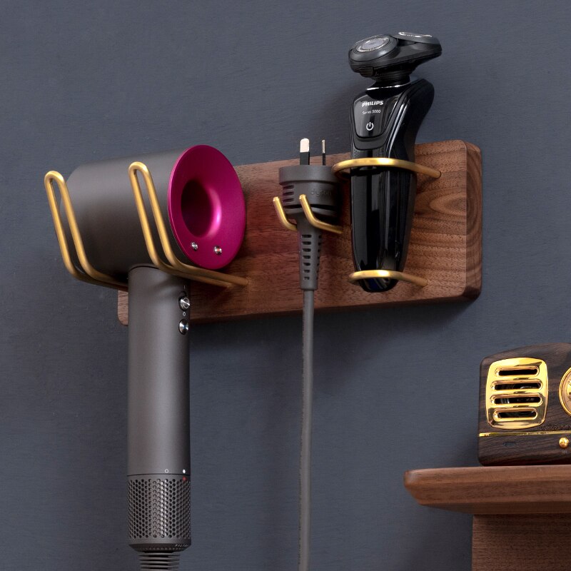 Föhnrek van massief hout, wandtoilet, niet-geperforeerd luchtkanaalrek, opbergbeugel voor baardmes