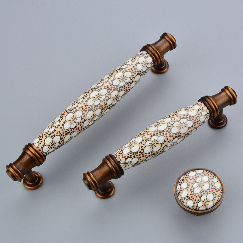Antieke Brons Keramische Kast Handvatten Zinklegering Retro Lade Knoppen Kastdeur Meubilair Hardware Kabinet Handles