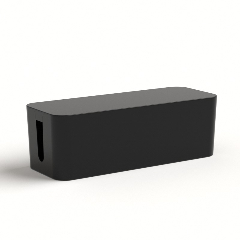 Boîte de rangement de cordon pour cacher le protection contre les surtensions sur le bureau ou le sol, prise de chargeur, bac de stockage de ligne réseau: L / Black