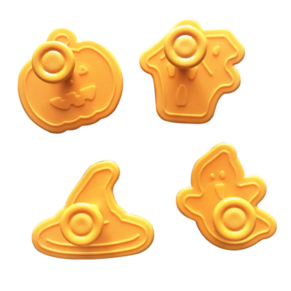 4pcs/set Cookie Stamp Biscuit Mold 3D Cookie Plunger Cutter DIY Baking Mould Halloween Cookie Cutters For Kitchen Tools