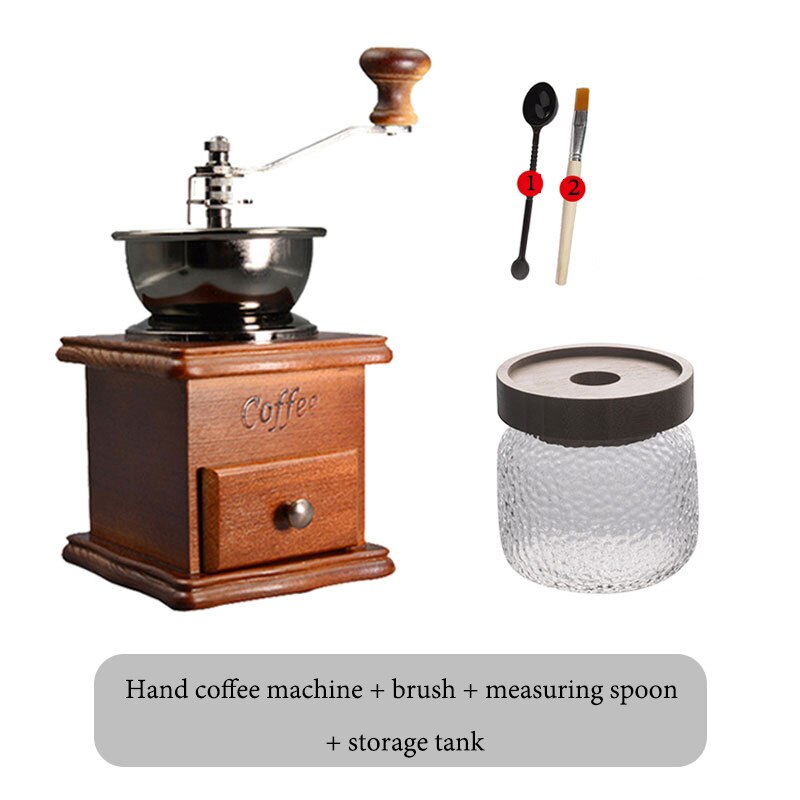Hand-Cranked Grinder Coffee Bean Grinder Household Small Coffee Grinder Integrated Manual Retro Hand Grinder Coffee Machine: C