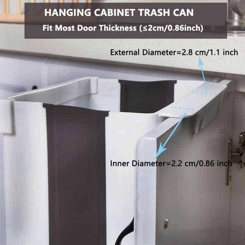Folding Waste Bin Kitchen Cabinet Door Hanging Trash Car Garbage Can Home Room Garbage Hanging Toilet Retractable Basket