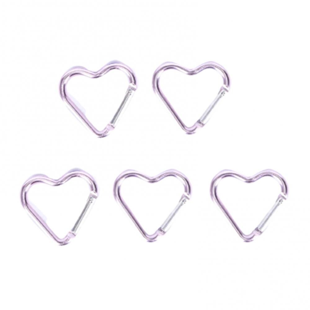 60 5PcseHeart Shape Aluminum Carabiner Keychain Clip Outdoor Key Ring Outdoor Mountaineering Hiking Hanging Buckle Travel Ki: Silver