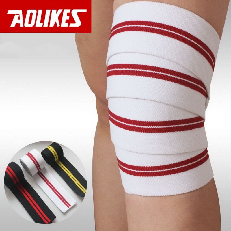 AOLIKES 2 Pcs 2M*8CM Fitness Weightlifting Knee Compression Bandages Elastic Leg Strength Training Squat Knee Joint Support Wrap