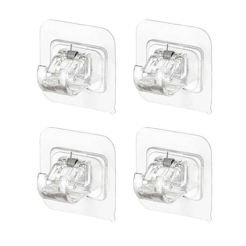 Curtain Rod Holder Clamp Self Adhesive Hooks 360° Rotation Adjustable Clothes Rail Bracket Towel Rod Shower Curtain Rod Brackets: XXL / light yellow