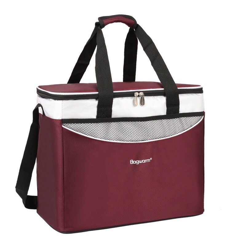 36L Koeltas Auto Ice Pack Picknick Grote Koeler Tassen 3 Kleuren Isolatie Pakket Thermo Thermabag Koelkast: Wine red