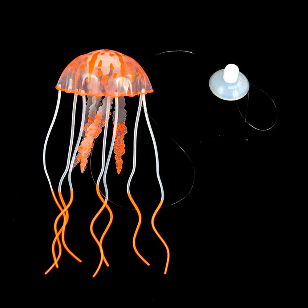 tank Jellyfish for aquarium decoration fish tank Jellyfish Glowing Effect decoration stones for aquarium fishing accessories: orange 