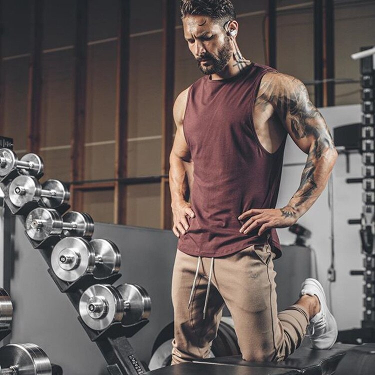 Herre løbesport af bomuld afslappet vest åndbar elastisk fitness multifarvet vest ærmeløs træning træning mænd tank top