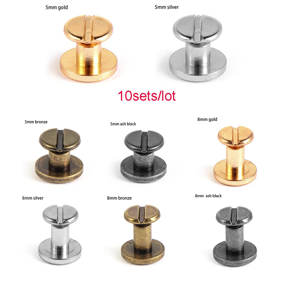 10 ensembles solide vis clou Rivet Double tête plate ceinture/sangle Rivets bagages en cuir métal bricolage artisanat 10mm cuivre décor ongles outils