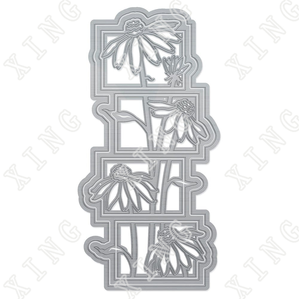 Poppies Roses Daisy Coneflower Floral Split Strips Die Set 2022 Spring Newest Metal Cut Dies Diy Scrapbook Paper Card Mould