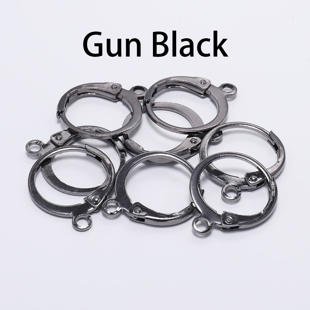 20 Stks/partij 14*12Mm Goud Brons Franse Lever Earring Haken Draad Instellingen Base Hoops Oorbellen Voor Diy Sieraden maken Leveranties: Gun Black