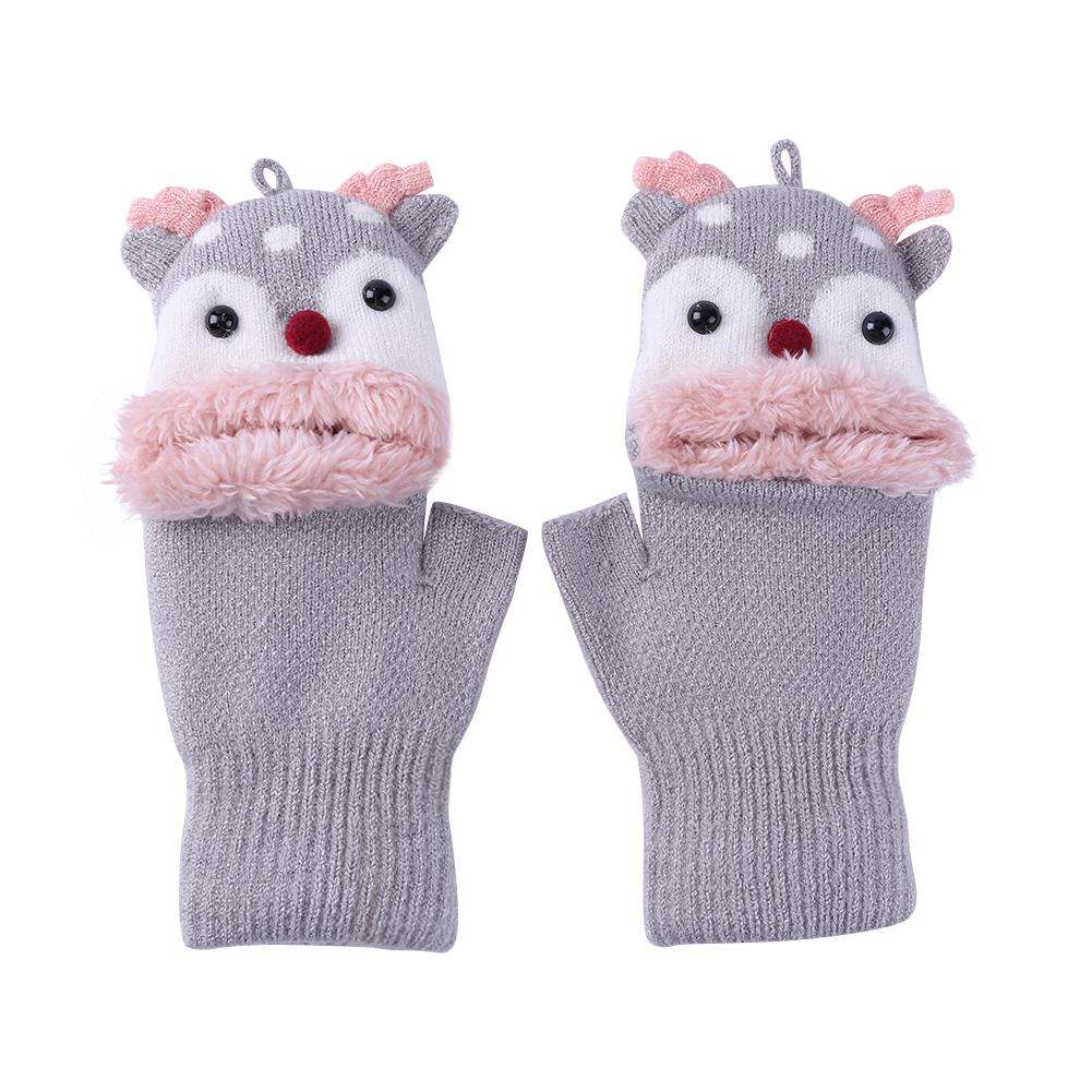 2pcs Winter Baby Gloves 2 In 1 Comfortable Thick Knit Wool Half Finger Gloves + Full Finger Gloves Kids Christmas Xmas Birthday