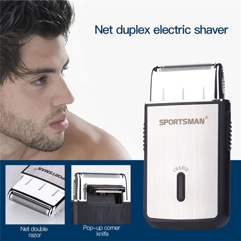 Men USB Rechargeable Cordless Travel Shaver Single Blade Reciprocating Beard Razor Mini Portable Electric Shaving Machine