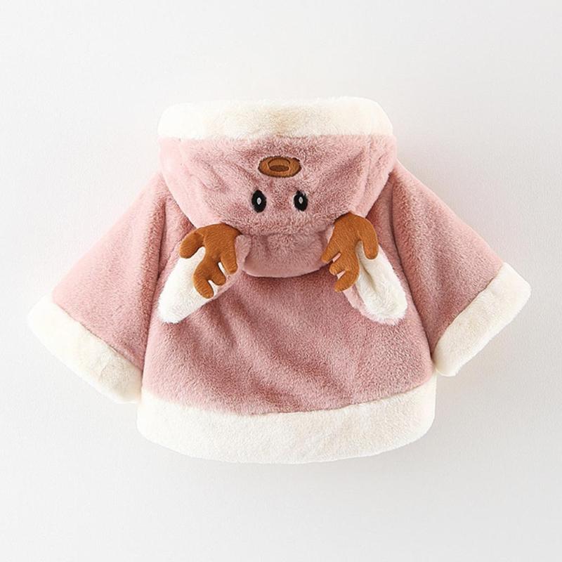 Abrigo coreano de algodón de dibujos animados para bebés y niñas, cálido abrigo de manga larga a la con costura con capucha, capa gruesa, chaquetas de lana