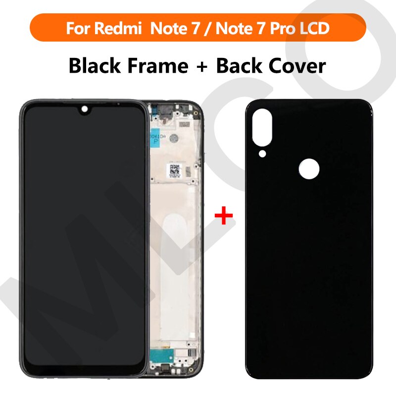 100% Originele Lcd Voor Xiaomi Redmi Note 7 Lcd-scherm Vervanging Voor Redmi Note 7 Pro Lcd Touch reparatie Onderdelen: Black Frame l Cover