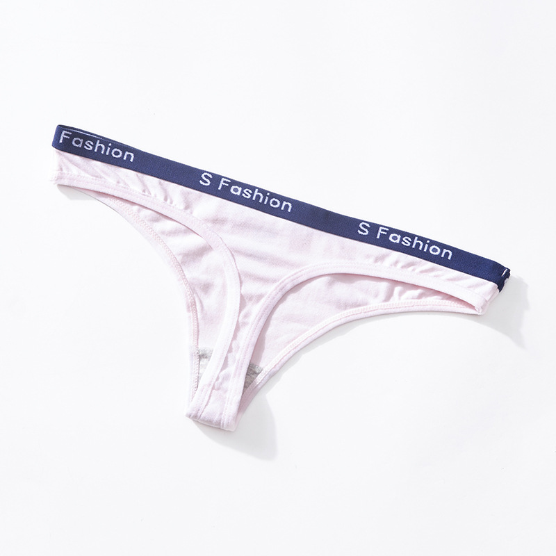 Sexede g-strenge dame bomuldstrusser lavtaljede g-strenge stribet ensfarvet underbukser pige komfortable trusser g-streng bikini: M / Lyserød