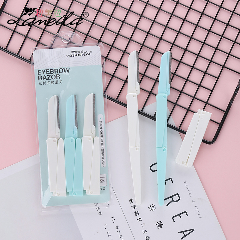 3 unids/set de afeitadora de cejas portátil, herramienta de corte de acero inoxidable