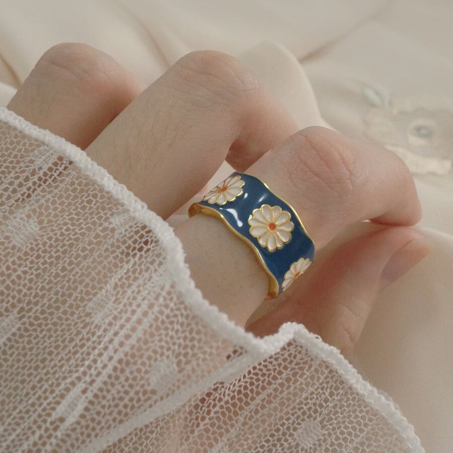 Trendy Koreaanse Stijl Bloem Ringen Voor Vrouwen Punk Vintage Pruimenbloesem Ring Kleine Daisy Bloem Ringen Party Paar R