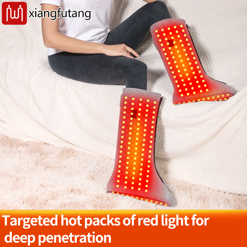 Red Light Heated Wrap Leg Boots/Stiff Toes/Varicose Veins/Boosts Blood Flow/Foot Massager with Adjustable Tightness/Home Use