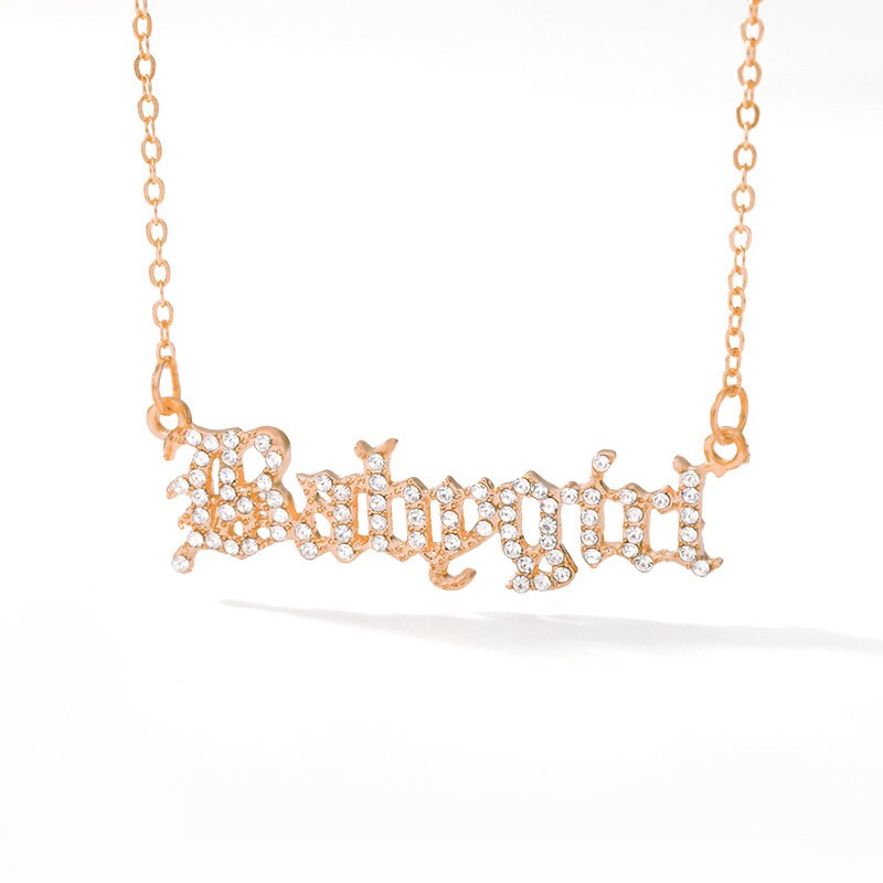 Babygirl halskæde til kvinder mor zirkon bogstav navn initial choker vedhæng halskæder smykker bijoux femme bff: Rose