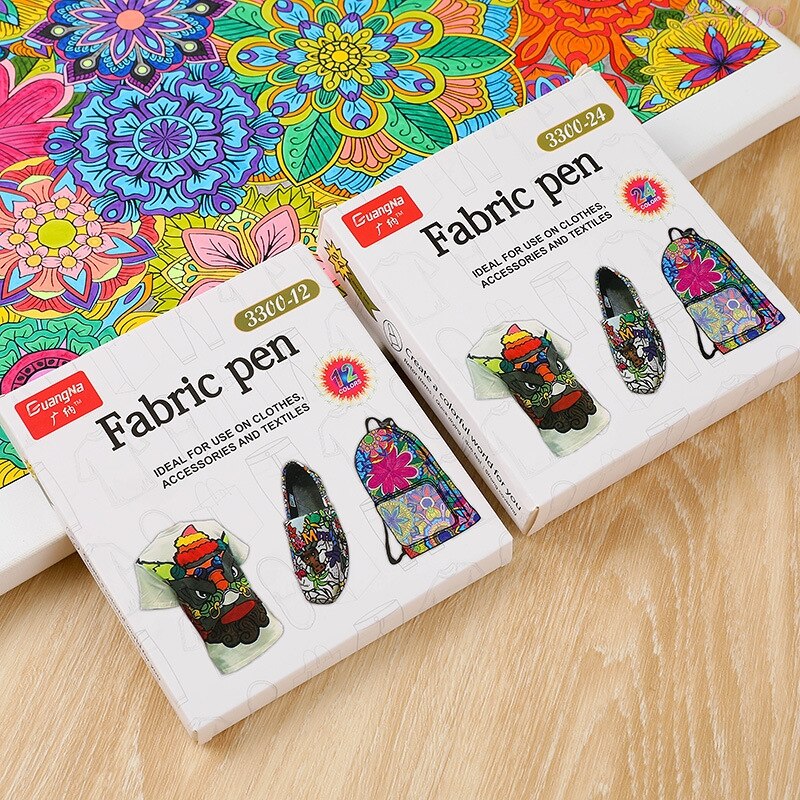 12/24 Kleuren Stof Verf T-shirt Brush Marker Pigment Waterdichte Inkt Marker Voor Textiel Ideaal Kleding Accessoires Diy Schilderen