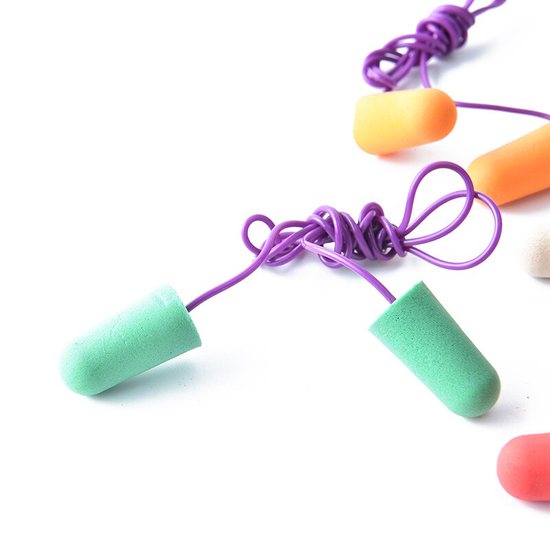 1 paar zachte, lichte schuim oordopjes, beschermers, oordopjes, 5 kleuren