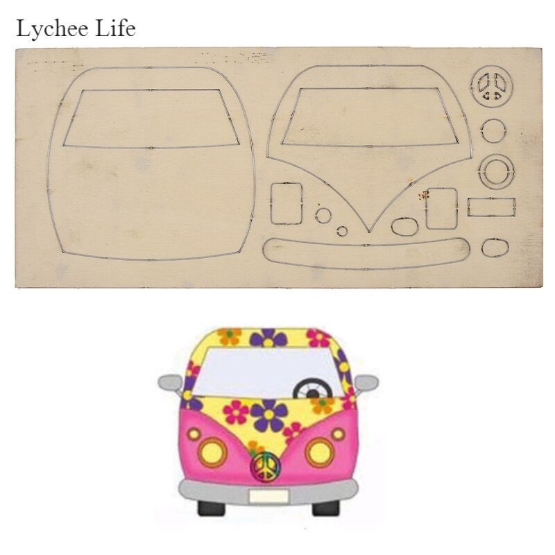 Lychee Life Handmade DIY Small Car Shaped Cutting Punching Model Wooden Leathercraft Cutter Tools