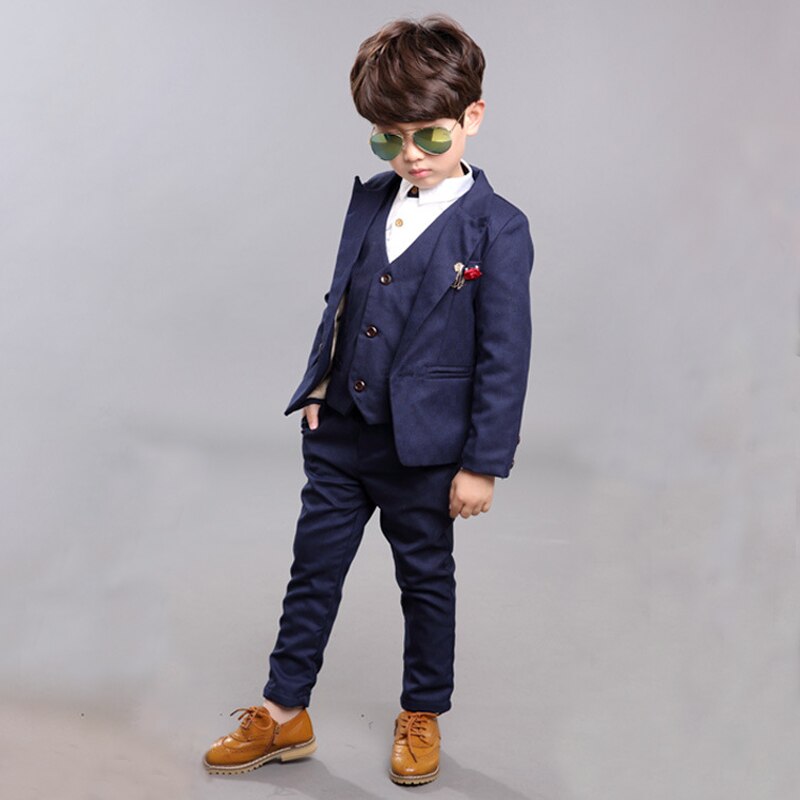 kleid Junge Party Outfit Formale Kleinkind Jungen Hochzeit Anzug Sping freundlicher Schuluniform Kleidung 3 Stück freundlicher Kostümich setzt