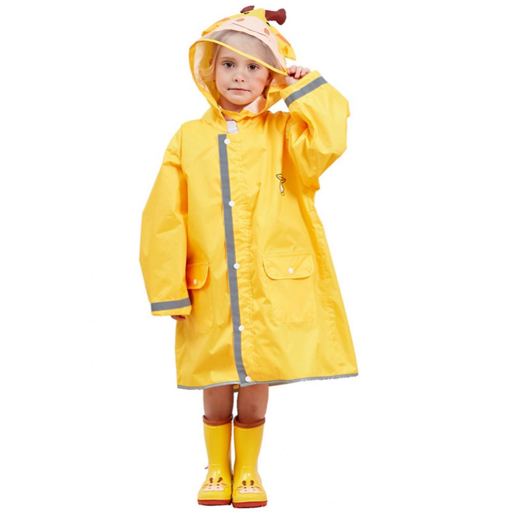 Waterproof Raincoat Kids Rain Jacket 3D Cartoon Animal Rain Coat Hooded Poncho Kids Rainwear capa de chuva infantil дождевик: YELLOW / L