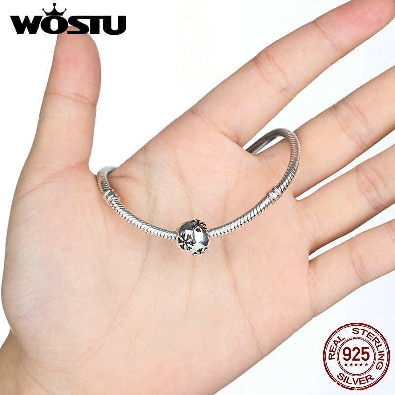 925 Sterling Silver Lovely Snowflake Charm Beads Fit Original WST Bracelet Authentic Luxury Jewelry Winter