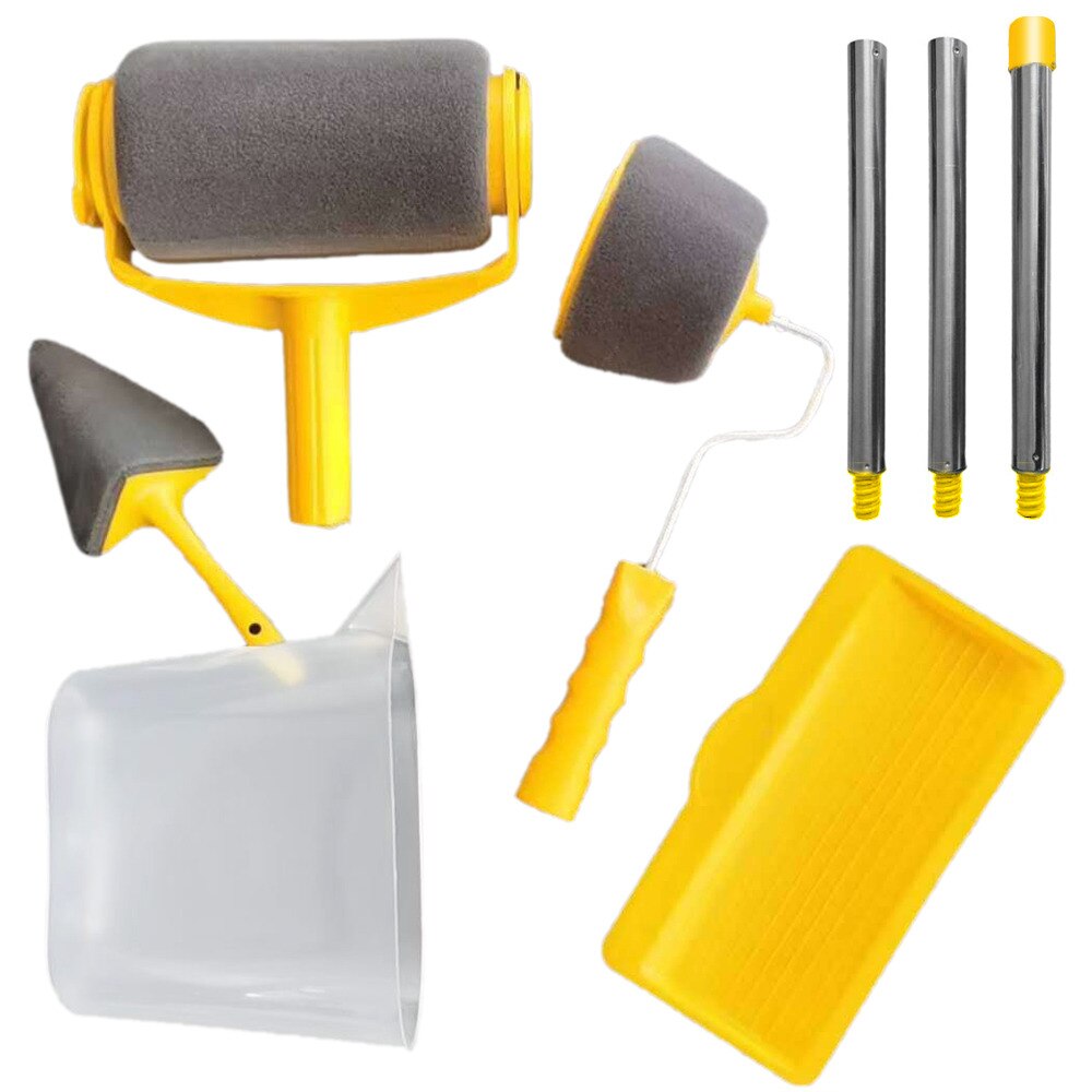 8Pcs Multifunction Paint Runner Roller Kit Pro Corner Brush Household Office Wall Decorate DIY Handle Painting Set Tools Rollers: D