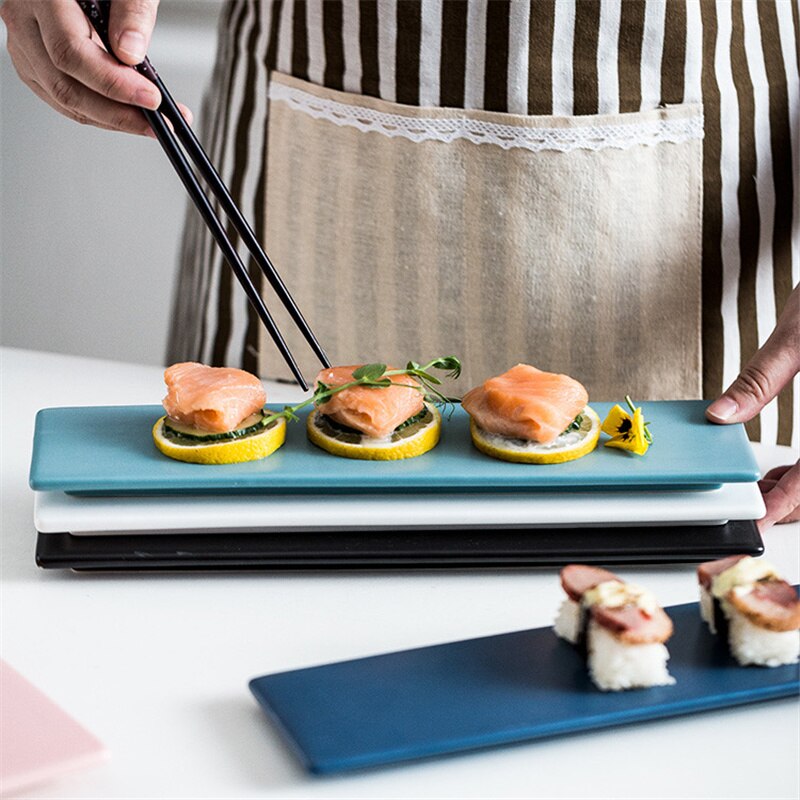 Rechthoekige Japanse Sushi Plaat Keramische Creatieve Rechthoekige Schotel Snacks Snack Plaat Persoonlijkheid Retro Servies Set Plaat