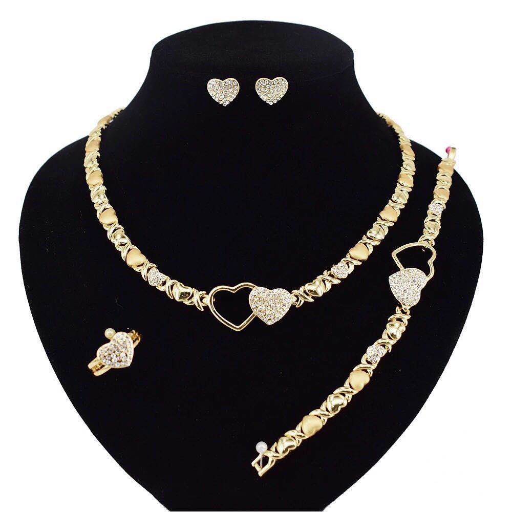 Hip hop smykkesæt til kvinder halskæde sæt bryllup smykker sæt øreringe xoxo halskæde armbånd: Stil 2