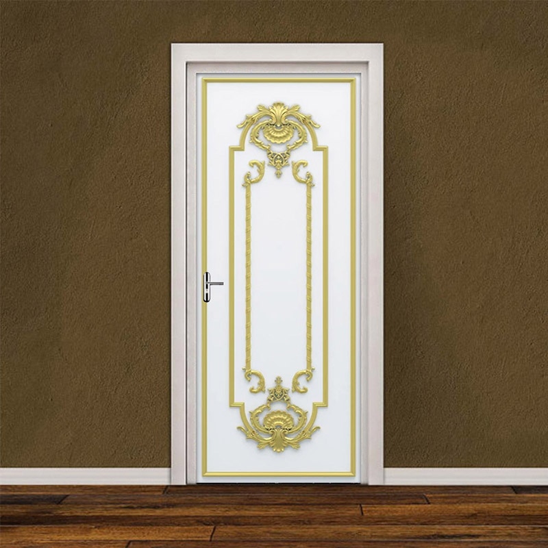 3D Diy samoprzylepne naklejki na drzwi w stylu europejskim prosta salon drzwi robić sypialni ścienne Dom dekoracja wodoodporny Pvc tapety