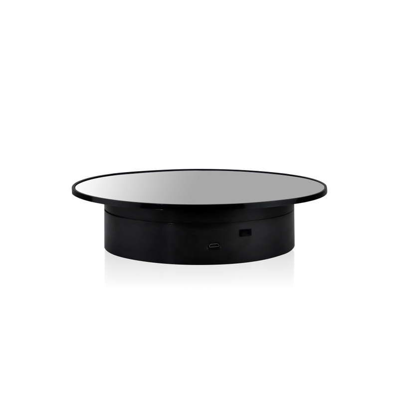 Intelligent Electric Rotating Display Stand Turntable Mirror Turntable Photography Table Props Battery/USB Power Jewelry Holder: Black