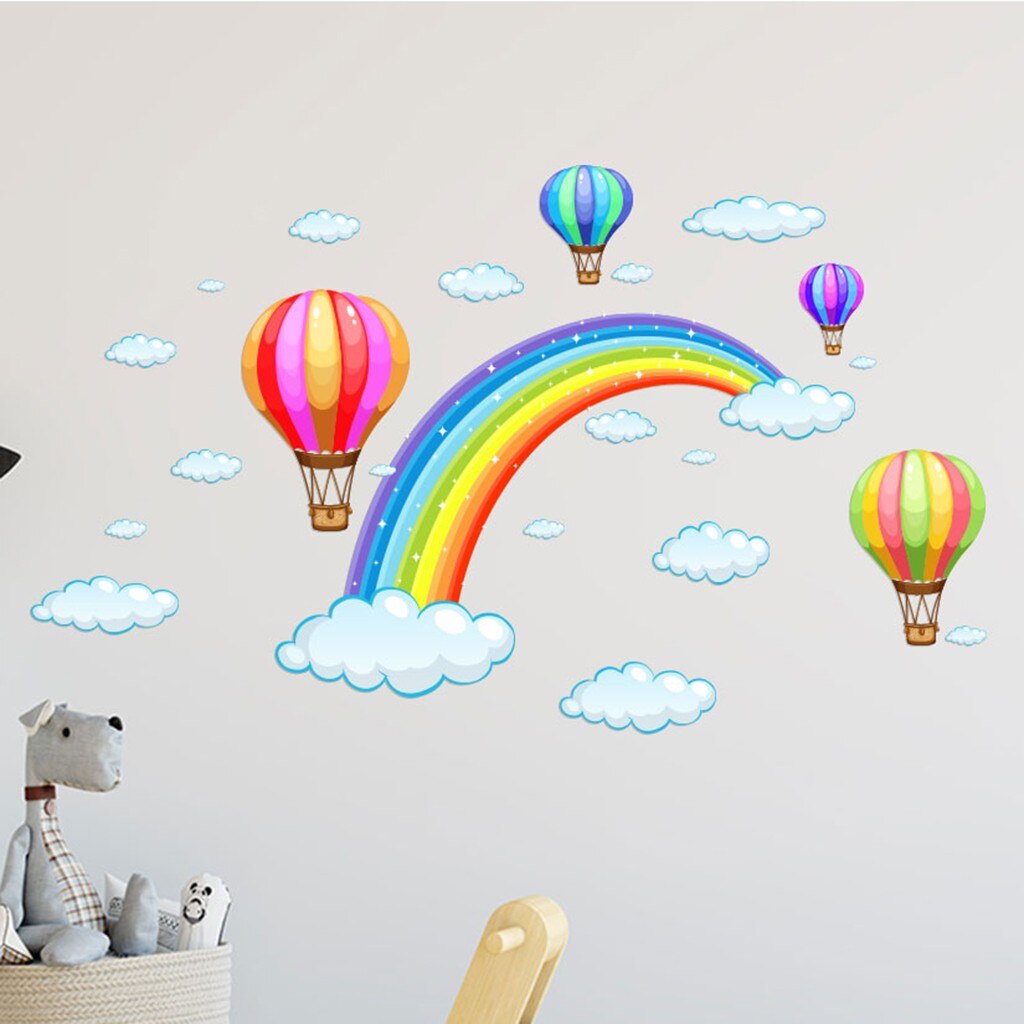 Cartoon Regenboog Patroon Muurstickers Home Decoratie Cartoon Muurstickers Verwijderbare Voor Kinderen Kamers Grafiek Nursery Decor Muur Ar