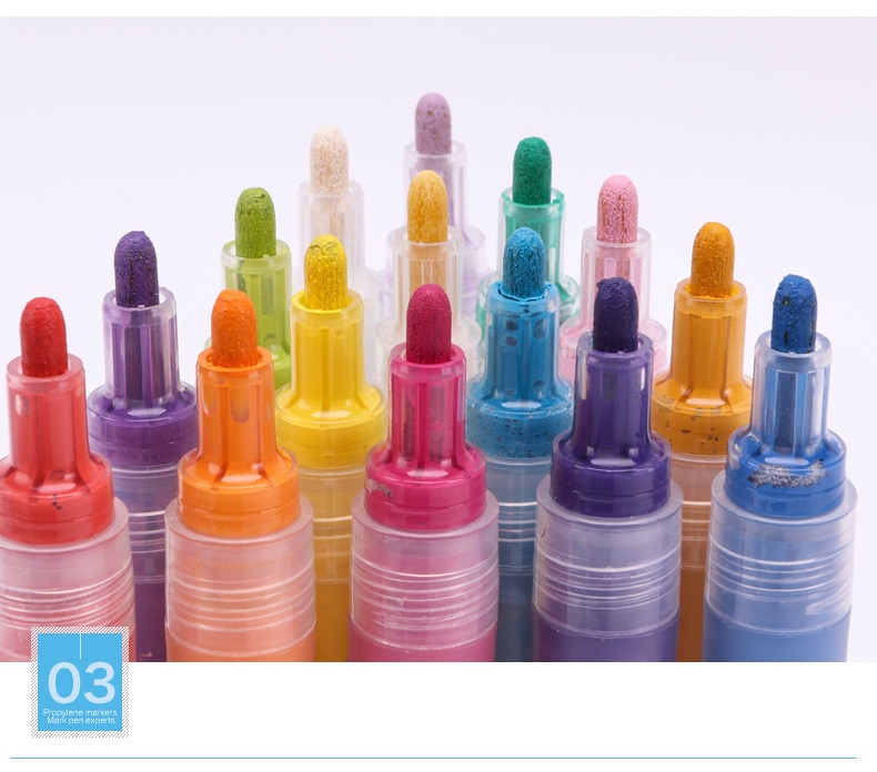 12/24 farver akrylmaling kunst tusch 2-3mm spids tuscher til stof graffiti glas keramik kunst maleri tegne tusch pen