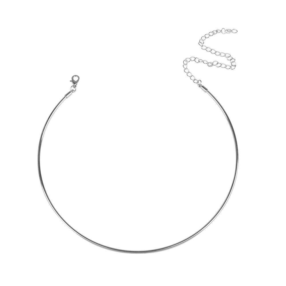 2019nuevo Collar de para mujer, Collar de diamantes de imitación de oro pulido, Metal para dama, cuello de Gargantilla, aro, círculo, brazalete abierto, collares: Default Title
