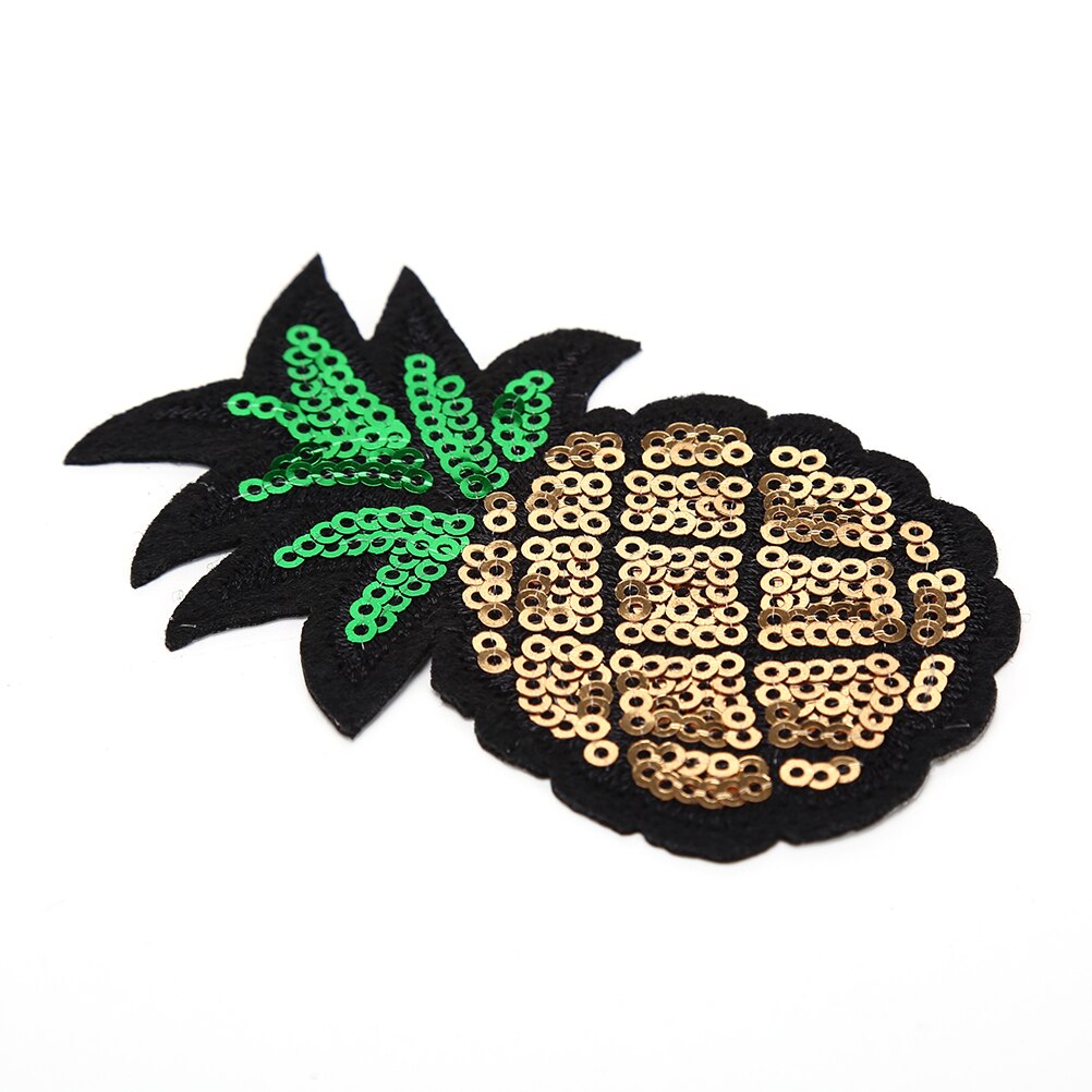 Modern Cartton Patch Applique Pineapple Diy Clothing Eco-friendly Sticker Sequins Embroidery Iron Sew On 4.6*8Cm