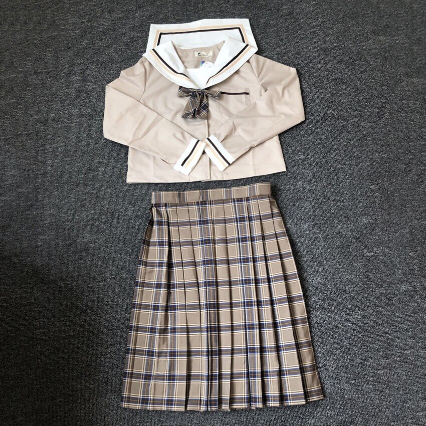 Schüler Mädchen Schuluniform Japanischen Koreanische Stil Frauen JK Anzug Volle Hülse Bluse Plaid Felsen Herbst Winter Hohe Schule Anzug: lang Rock einstellen / L