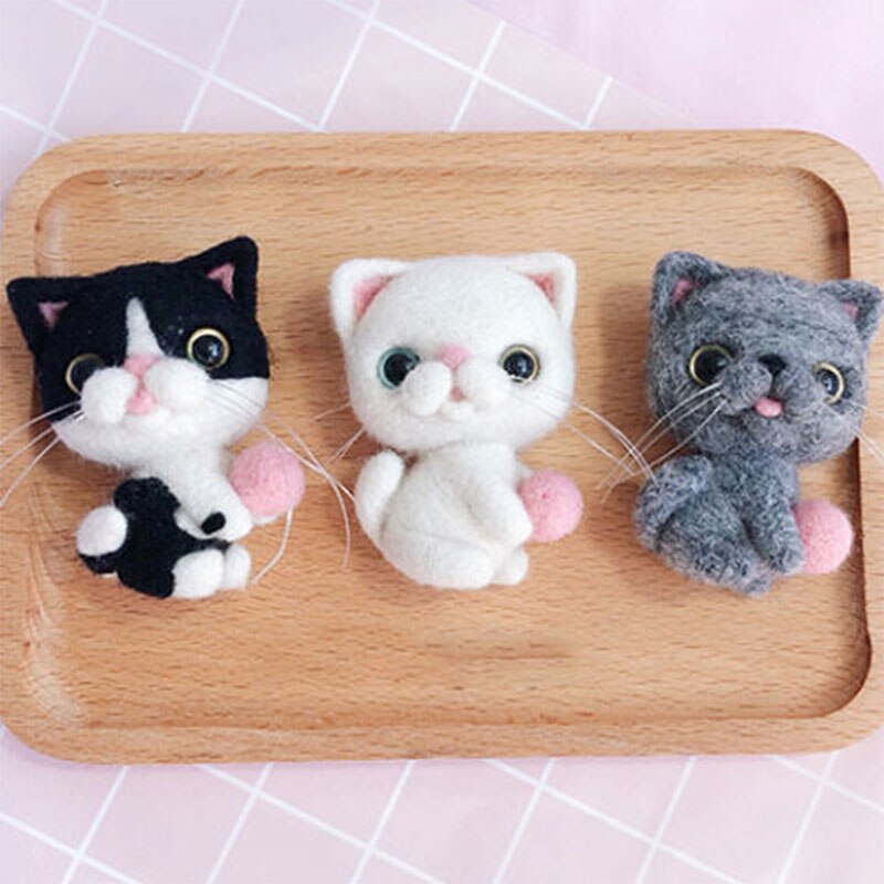 Jiwuo Wool Felt Poke Handmade Animal Pet Doll Toy Wool Needle Felting Kit Cat Shiba Inu Material Package DIY For Beginner