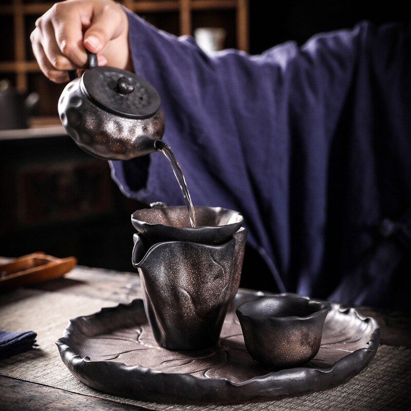 Infusor de té de hoja de loto de hierro dorado, colador de cerámica, accesorios de té Zen verde, herramientas, tamiz de filtro para fabricante de té