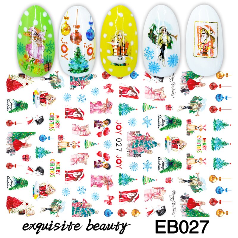 Nagels Stickers Decal Decoratie Halloween Kerst Nail Decoratie Diy Creatieve Ontwerpen Watermerk Decals Tool: EB027