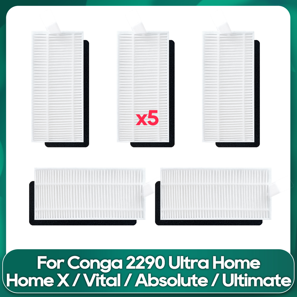 Compatible For Conga 2290 Ultra Series(05661) Replacement Main Side Brush Cover Hepa Filter Mop Cloths Wipe Accessories: Dark Grey