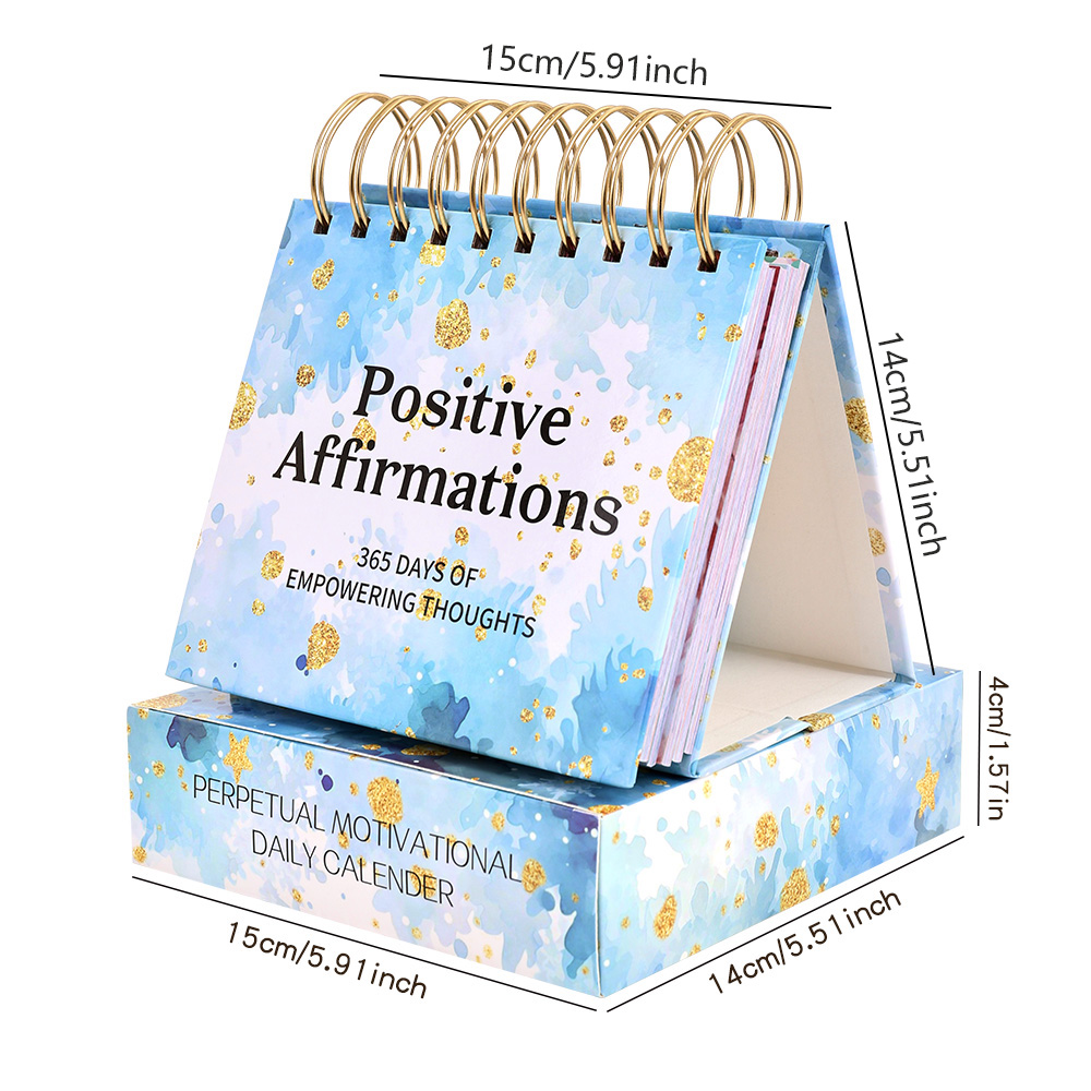 1 pc 365-dagen positieve bevestigingen bureaukalender staande flip-coil desktop kalender met inspirerende citaten kleur binnenpagina